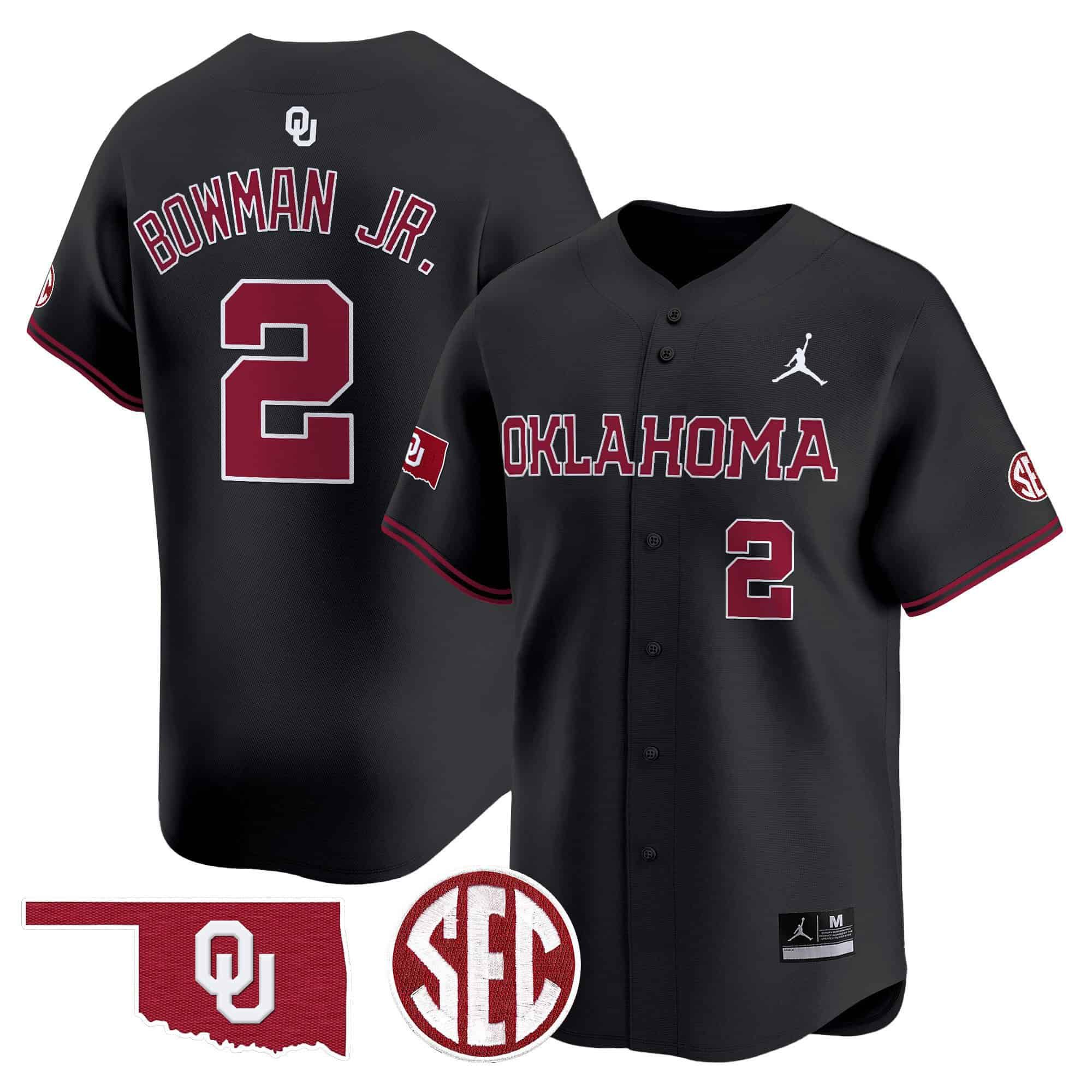Men Oklahoma Sooners 2 Bowman jr Black 2024 Vapor Premier Limited NCAA Jersey